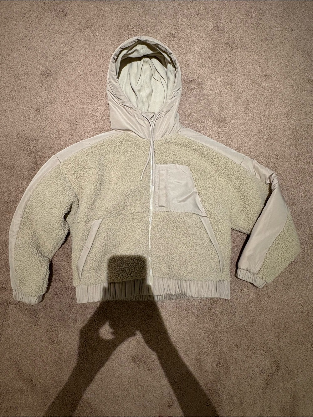 Old Navy Cream Sherpa Hooded Zip-Up Jacket size medium